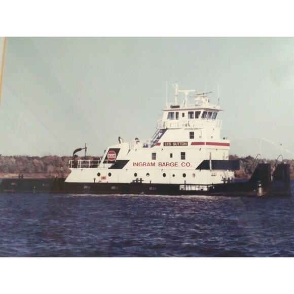 Framed Matted Photo Ingram Barge Les Sutton Barge River Mississippi - Picture 3 of 9